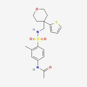 molecular formula C19H24N2O4S2 B2929485 N-[3-methyl-4-({[4-(thiophen-2-yl)oxan-4-yl]methyl}sulfamoyl)phenyl]acetamide CAS No. 1203194-48-2