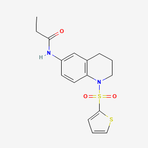 molecular formula C16H18N2O3S2 B2929508 N-[1-(thiophene-2-sulfonyl)-1,2,3,4-tetrahydroquinolin-6-yl]propanamide CAS No. 941929-71-1