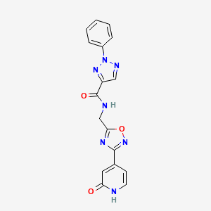 molecular formula C17H13N7O3 B2929510 N-((3-(2-oxo-1,2-dihydropyridin-4-yl)-1,2,4-oxadiazol-5-yl)methyl)-2-phenyl-2H-1,2,3-triazole-4-carboxamide CAS No. 2034280-52-7