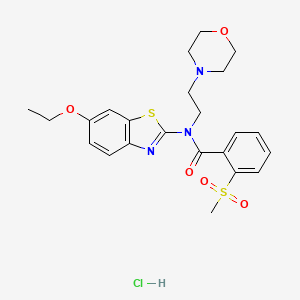 molecular formula C23H28ClN3O5S2 B2929523 N-(6-ethoxybenzo[d]thiazol-2-yl)-2-(methylsulfonyl)-N-(2-morpholinoethyl)benzamide hydrochloride CAS No. 1189983-04-7