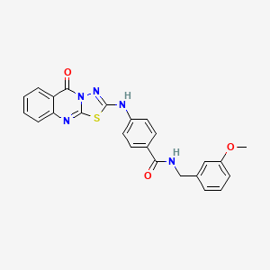 molecular formula C24H19N5O3S B2929544 N-[(3-methoxyphenyl)methyl]-4-({5-oxo-5H-[1,3,4]thiadiazolo[2,3-b]quinazolin-2-yl}amino)benzamide CAS No. 1114647-35-6