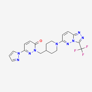 molecular formula C19H18F3N9O B2929547 6-(1H-pyrazol-1-yl)-2-({1-[3-(trifluoromethyl)-[1,2,4]triazolo[4,3-b]pyridazin-6-yl]piperidin-4-yl}methyl)-2,3-dihydropyridazin-3-one CAS No. 2097917-54-7