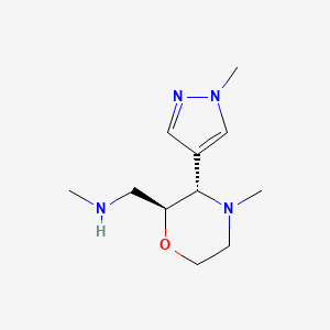 molecular formula C11H20N4O B2929565 N-Methyl-1-[(2S,3S)-4-methyl-3-(1-methylpyrazol-4-yl)morpholin-2-yl]methanamine CAS No. 1989638-32-5