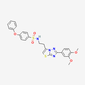 molecular formula C26H24N4O5S2 B2929600 N-{2-[2-(3,4-dimethoxyphenyl)-[1,2,4]triazolo[3,2-b][1,3]thiazol-6-yl]ethyl}-4-phenoxybenzene-1-sulfonamide CAS No. 896012-16-1