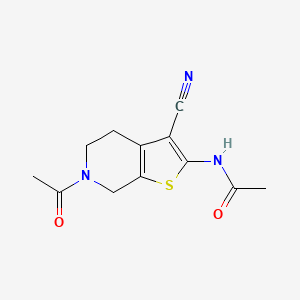 molecular formula C12H13N3O2S B2929616 N-(6-acetyl-3-cyano-4,5,6,7-tetrahydrothieno[2,3-c]pyridin-2-yl)acetamide CAS No. 864858-20-8