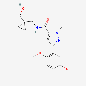molecular formula C18H23N3O4 B2929626 3-(2,5-dimethoxyphenyl)-N-((1-(hydroxymethyl)cyclopropyl)methyl)-1-methyl-1H-pyrazole-5-carboxamide CAS No. 1396860-81-3