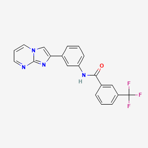 molecular formula C20H13F3N4O B2929631 N-(3-{imidazo[1,2-a]pyrimidin-2-yl}phenyl)-3-(trifluoromethyl)benzamide CAS No. 847387-60-4