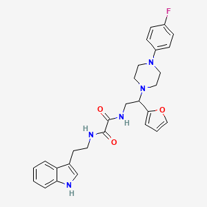 molecular formula C28H30FN5O3 B2929644 N1-(2-(1H-indol-3-yl)ethyl)-N2-(2-(4-(4-fluorophenyl)piperazin-1-yl)-2-(furan-2-yl)ethyl)oxalamide CAS No. 877632-49-0