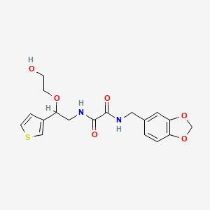 molecular formula C18H20N2O6S B2929665 N'-[(2H-1,3-benzodioxol-5-yl)methyl]-N-[2-(2-hydroxyethoxy)-2-(thiophen-3-yl)ethyl]ethanediamide CAS No. 2034367-26-3