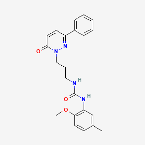 molecular formula C22H24N4O3 B2929671 1-(2-methoxy-5-methylphenyl)-3-(3-(6-oxo-3-phenylpyridazin-1(6H)-yl)propyl)urea CAS No. 1058439-89-6