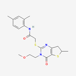 molecular formula C20H25N3O3S2 B2929682 N-(2,4-dimethylphenyl)-2-((3-(2-methoxyethyl)-6-methyl-4-oxo-3,4,6,7-tetrahydrothieno[3,2-d]pyrimidin-2-yl)thio)acetamide CAS No. 851410-10-1