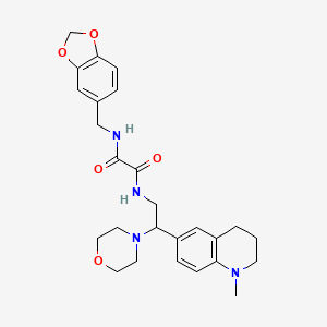 molecular formula C26H32N4O5 B2929683 N-[(2H-1,3-benzodioxol-5-yl)methyl]-N'-[2-(1-methyl-1,2,3,4-tetrahydroquinolin-6-yl)-2-(morpholin-4-yl)ethyl]ethanediamide CAS No. 921924-66-5
