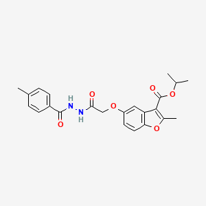 B2929691 Isopropyl 2-methyl-5-(2-(2-(4-methylbenzoyl)hydrazinyl)-2-oxoethoxy)benzofuran-3-carboxylate CAS No. 500274-82-8