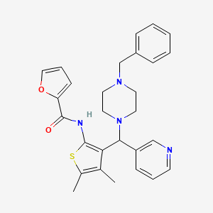 molecular formula C28H30N4O2S B2929694 N-{3-[(4-benzylpiperazin-1-yl)(pyridin-3-yl)methyl]-4,5-dimethylthiophen-2-yl}furan-2-carboxamide CAS No. 618404-95-8