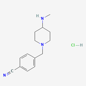 molecular formula C14H20ClN3 B2929695 4-((4-(Methylamino)piperidin-1-yl)methyl)benzonitrile hydrochloride CAS No. 1353977-13-5