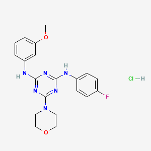 B2929761 N2-(4-fluorophenyl)-N4-(3-methoxyphenyl)-6-morpholino-1,3,5-triazine-2,4-diamine hydrochloride CAS No. 1179396-02-1