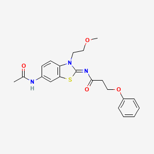 N-[6-acetamido-3-(2-methoxyethyl)-1,3-benzothiazol-2-ylidene]-3-phenoxypropanamide