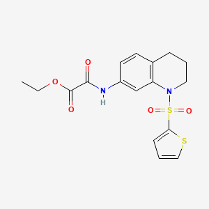 molecular formula C17H18N2O5S2 B2929798 Ethyl 2-oxo-2-((1-(thiophen-2-ylsulfonyl)-1,2,3,4-tetrahydroquinolin-7-yl)amino)acetate CAS No. 1207048-44-9