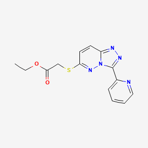 molecular formula C14H13N5O2S B2929803 Ethyl 2-((3-(pyridin-2-yl)-[1,2,4]triazolo[4,3-b]pyridazin-6-yl)thio)acetate CAS No. 868968-19-8