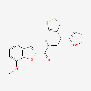 molecular formula C20H17NO4S B2929838 N-[2-(furan-2-yl)-2-(thiophen-3-yl)ethyl]-7-methoxy-1-benzofuran-2-carboxamide CAS No. 2097935-72-1