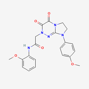 molecular formula C21H21N5O5 B2929839 N-(2-methoxyphenyl)-2-(8-(4-methoxyphenyl)-3,4-dioxo-3,4,7,8-tetrahydroimidazo[2,1-c][1,2,4]triazin-2(6H)-yl)acetamide CAS No. 941935-66-6