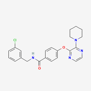 molecular formula C23H23ClN4O2 B2929848 N-(3-chlorobenzyl)-4-((3-(piperidin-1-yl)pyrazin-2-yl)oxy)benzamide CAS No. 1116084-12-8
