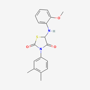 molecular formula C18H18N2O3S B2929863 3-(3,4-Dimethylphenyl)-5-((2-methoxyphenyl)amino)thiazolidine-2,4-dione CAS No. 1008962-92-2