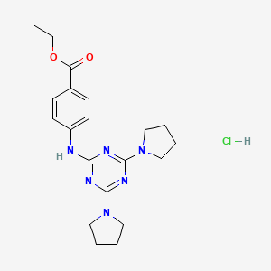 B2929864 Ethyl 4-((4,6-di(pyrrolidin-1-yl)-1,3,5-triazin-2-yl)amino)benzoate hydrochloride CAS No. 1179501-92-8