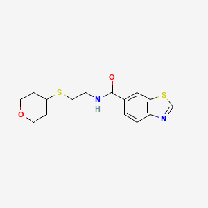 molecular formula C16H20N2O2S2 B2929881 2-methyl-N-[2-(oxan-4-ylsulfanyl)ethyl]-1,3-benzothiazole-6-carboxamide CAS No. 1795305-54-2