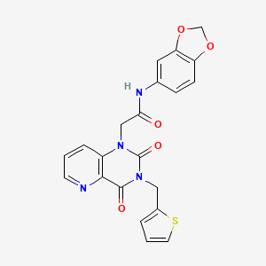 molecular formula C21H16N4O5S B2929912 N-(benzo[d][1,3]dioxol-5-yl)-2-(2,4-dioxo-3-(thiophen-2-ylmethyl)-3,4-dihydropyrido[3,2-d]pyrimidin-1(2H)-yl)acetamide CAS No. 955800-69-8