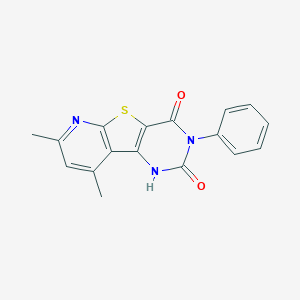 molecular formula C17H13N3O2S B292992 11,13-dimethyl-5-phenyl-8-thia-3,5,10-triazatricyclo[7.4.0.02,7]trideca-1(9),2(7),10,12-tetraene-4,6-dione 