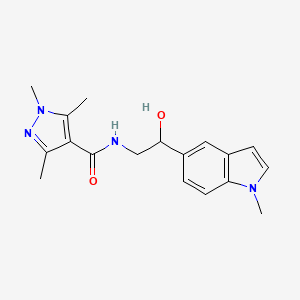 molecular formula C18H22N4O2 B2929950 N-(2-hydroxy-2-(1-methyl-1H-indol-5-yl)ethyl)-1,3,5-trimethyl-1H-pyrazole-4-carboxamide CAS No. 2034409-88-4