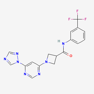 molecular formula C17H14F3N7O B2929982 1-(6-(1H-1,2,4-triazol-1-yl)pyrimidin-4-yl)-N-(3-(trifluoromethyl)phenyl)azetidine-3-carboxamide CAS No. 2034583-51-0