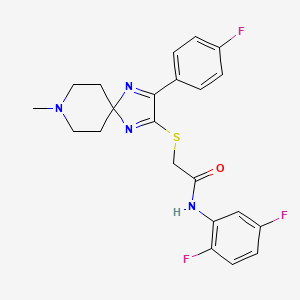 molecular formula C22H21F3N4OS B2930047 N-(2,5-DIFLUOROPHENYL)-2-{[3-(4-FLUOROPHENYL)-8-METHYL-1,4,8-TRIAZASPIRO[4.5]DECA-1,3-DIEN-2-YL]SULFANYL}ACETAMIDE CAS No. 1189374-95-5