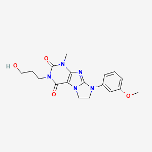 molecular formula C18H21N5O4 B2930051 2-(3-Hydroxypropyl)-6-(3-methoxyphenyl)-4-methyl-7,8-dihydropurino[7,8-a]imidazole-1,3-dione CAS No. 893956-85-9