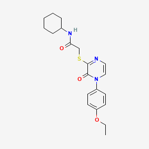 molecular formula C20H25N3O3S B2930055 N-cyclohexyl-2-{[4-(4-ethoxyphenyl)-3-oxo-3,4-dihydropyrazin-2-yl]sulfanyl}acetamide CAS No. 899759-43-4