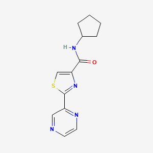 molecular formula C13H14N4OS B2930056 N-cyclopentyl-2-(pyrazin-2-yl)thiazole-4-carboxamide CAS No. 1234952-43-2
