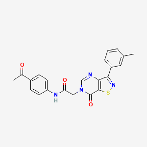 molecular formula C22H18N4O3S B2930088 N-(4-acetylphenyl)-2-[3-(3-methylphenyl)-7-oxo-6H,7H-[1,2]thiazolo[4,5-d]pyrimidin-6-yl]acetamide CAS No. 1115898-24-2