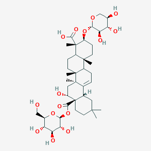 (3S,4S,6aR,6bS,8R,8aR,12aS,14bR)-8-hydroxy-4,6a,6b,11,11,14b-hexamethyl-8a-[(2S,3R,4S,5S,6R)-3,4,5-trihydroxy-6-(hydroxymethyl)oxan-2-yl]oxycarbonyl-3-[(2S,3R,4S,5R)-3,4,5-trihydroxyoxan-2-yl]oxy-1,2,3,4a,5,6,7,8,9,10,12,12a,14,14a-tetradecahydropicene-4-carboxylic acid