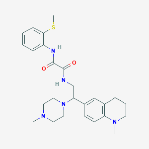 molecular formula C26H35N5O2S B2930098 N-[2-(1-methyl-1,2,3,4-tetrahydroquinolin-6-yl)-2-(4-methylpiperazin-1-yl)ethyl]-N'-[2-(methylsulfanyl)phenyl]ethanediamide CAS No. 922120-97-6