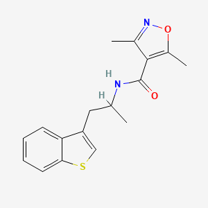 molecular formula C17H18N2O2S B2930107 N-[1-(1-benzothiophen-3-yl)propan-2-yl]-3,5-dimethyl-1,2-oxazole-4-carboxamide CAS No. 2034392-30-6