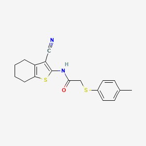 molecular formula C18H18N2OS2 B2930111 N-(3-cyano-4,5,6,7-tetrahydro-1-benzothiophen-2-yl)-2-[(4-methylphenyl)sulfanyl]acetamide CAS No. 854978-41-9