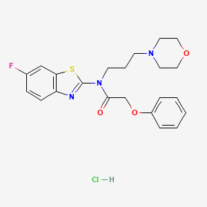 molecular formula C22H25ClFN3O3S B2930142 N-(6-fluorobenzo[d]thiazol-2-yl)-N-(3-morpholinopropyl)-2-phenoxyacetamide hydrochloride CAS No. 1216955-95-1