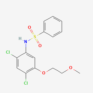 molecular formula C15H15Cl2NO4S B2930175 N-[2,4-dichloro-5-(2-methoxyethoxy)phenyl]benzenesulfonamide CAS No. 338967-48-9