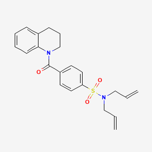 molecular formula C22H24N2O3S B2930187 N,N-bis(prop-2-en-1-yl)-4-(1,2,3,4-tetrahydroquinoline-1-carbonyl)benzene-1-sulfonamide CAS No. 393838-25-0