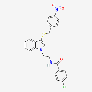 molecular formula C24H20ClN3O3S B2930193 4-chloro-N-[2-(3-{[(4-nitrophenyl)methyl]sulfanyl}-1H-indol-1-yl)ethyl]benzamide CAS No. 532972-21-7