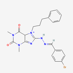 molecular formula C23H23BrN6O2 B2930216 8-[(E)-2-[(4-bromophenyl)methylidene]hydrazin-1-yl]-1,3-dimethyl-7-(3-phenylpropyl)-2,3,6,7-tetrahydro-1H-purine-2,6-dione CAS No. 1798983-08-0