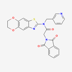 molecular formula C25H18N4O5S B2930220 N-(6,7-dihydro-[1,4]dioxino[2,3-f][1,3]benzothiazol-2-yl)-2-(1,3-dioxoisoindol-2-yl)-N-(pyridin-3-ylmethyl)acetamide CAS No. 891114-93-5