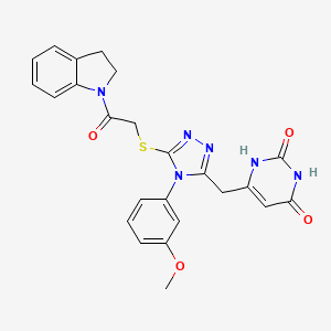 molecular formula C24H22N6O4S B2930224 6-((5-((2-(indolin-1-yl)-2-oxoethyl)thio)-4-(3-methoxyphenyl)-4H-1,2,4-triazol-3-yl)methyl)pyrimidine-2,4(1H,3H)-dione CAS No. 852048-84-1