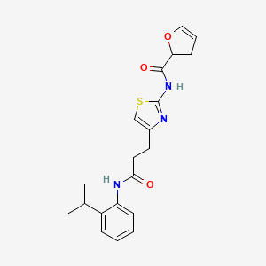 molecular formula C20H21N3O3S B2930227 N-(4-(3-((2-isopropylphenyl)amino)-3-oxopropyl)thiazol-2-yl)furan-2-carboxamide CAS No. 1021229-47-9